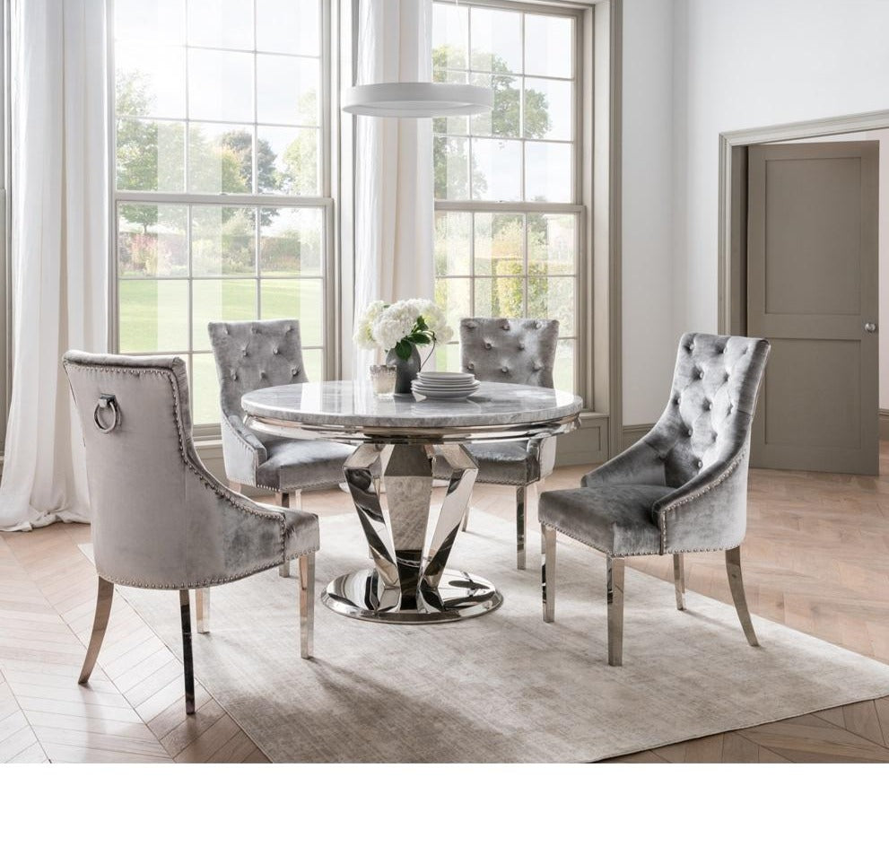 Cream marble top round dining table