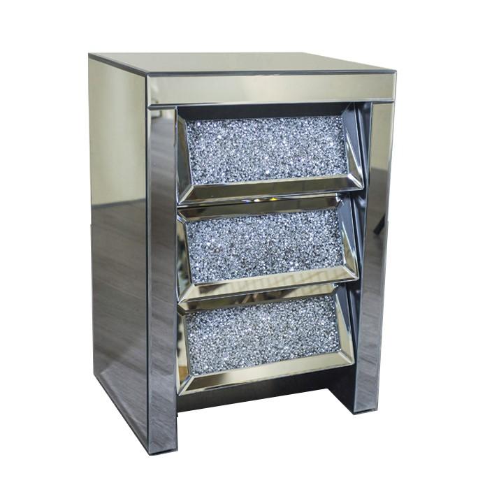 Aaria Diamond Crushed Bedside - Riviera Interiors