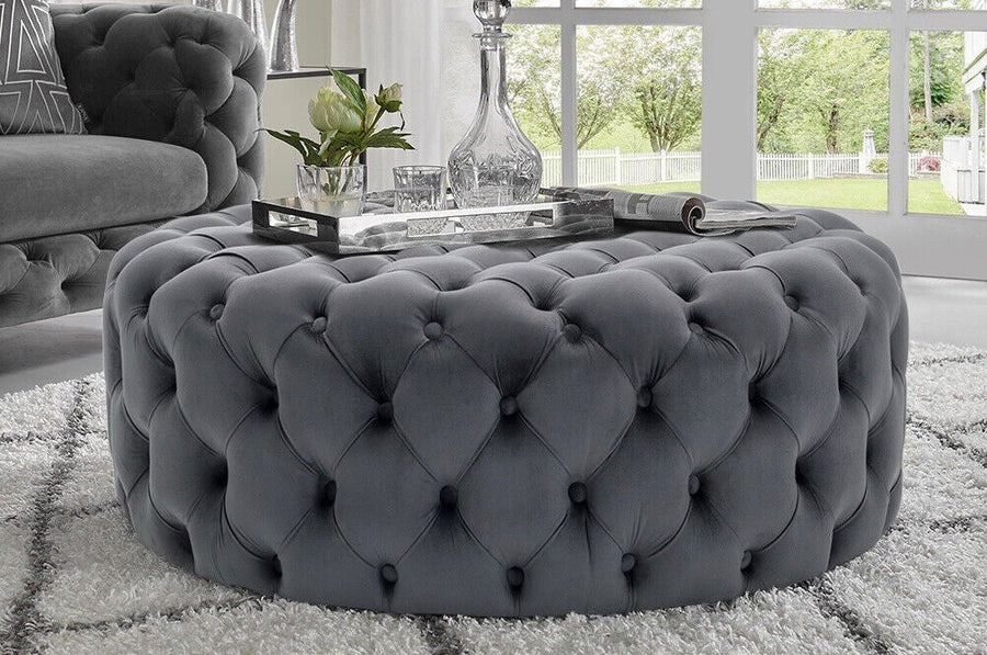 Aria Round Bespoke Footstool - Riviera Interiors