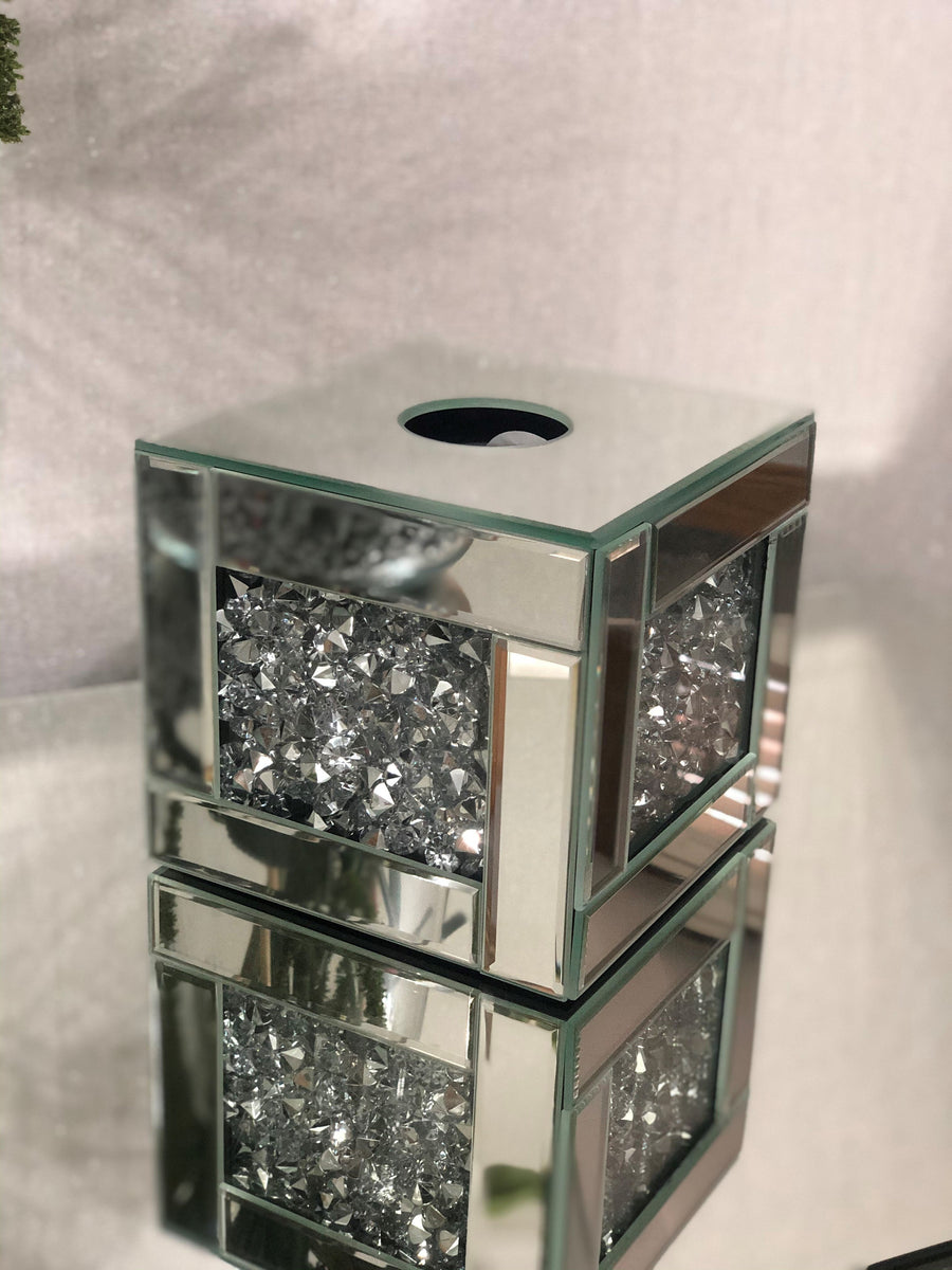 Crushed Diamond Cube Tissue Box - Riviera Interiors