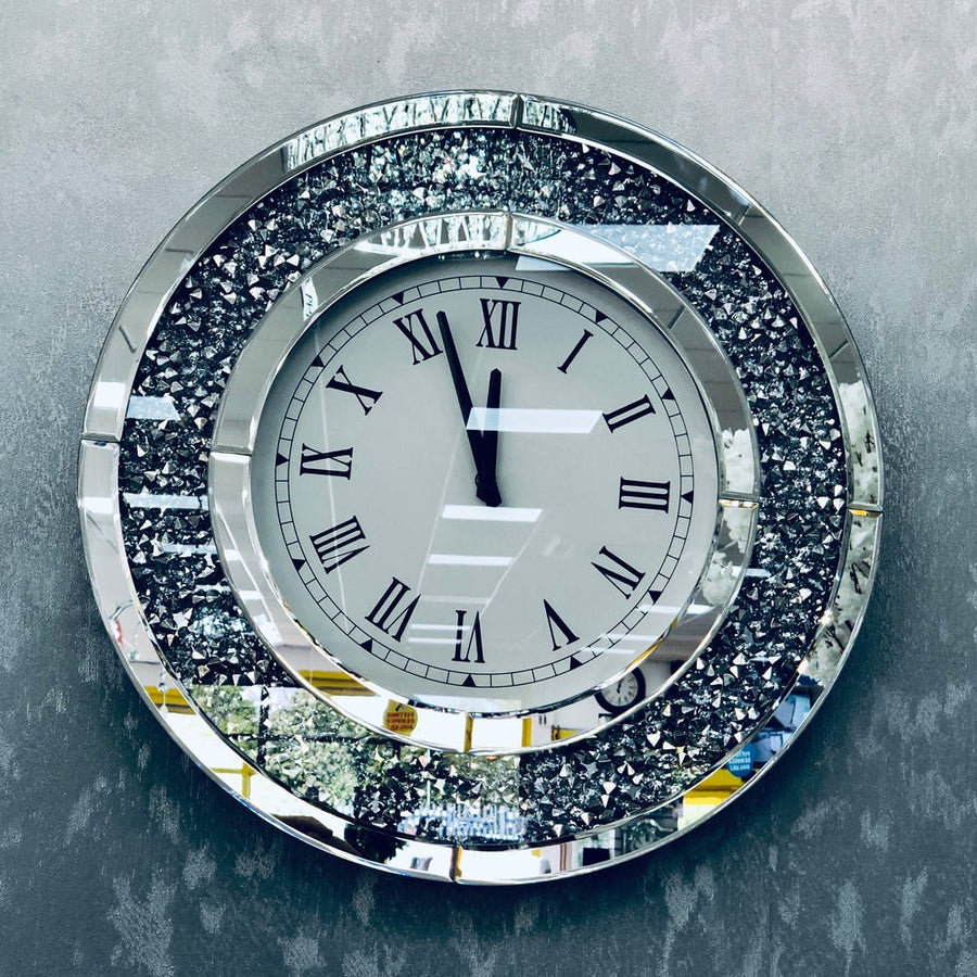 Crushed Diamond Round Wall Clock - Riviera Interiors