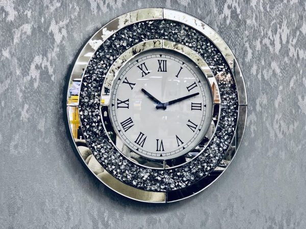 Crushed Diamond Round Wall Clock - Riviera Interiors