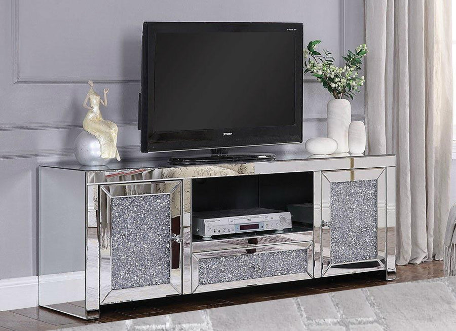 Diamond Crushed T.V Stand (Clear/Black) - Riviera Interiors