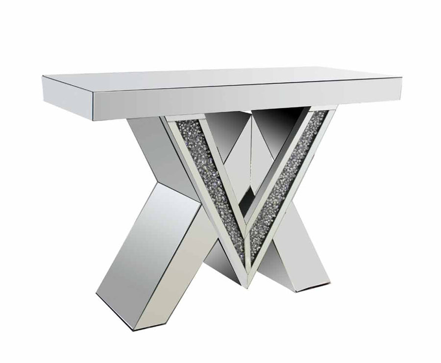 Diamond Crushed V Shape Console Table - Riviera Interiors