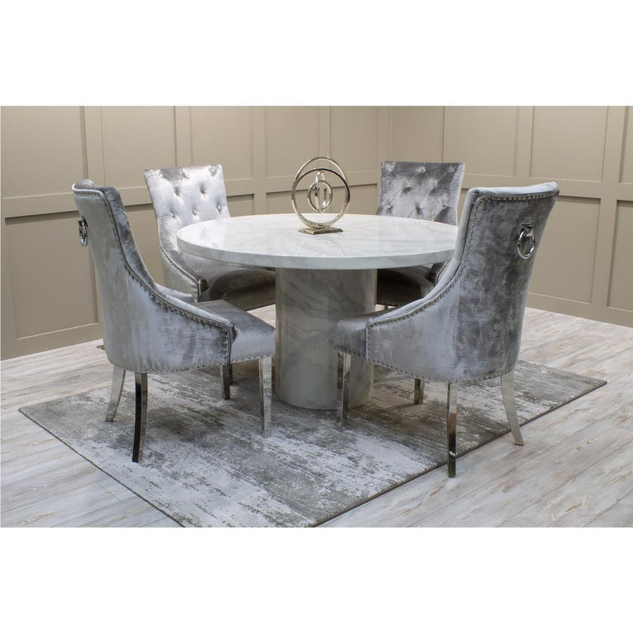 Grace Round Marble Dining Table Set - Riviera Interiors