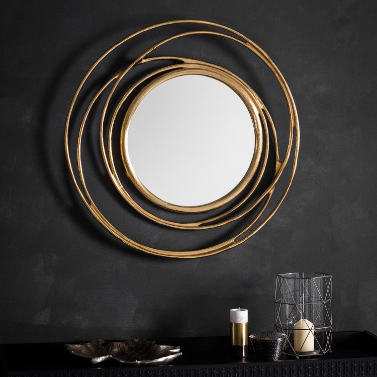 Round Gold Swirl Wall Mirror