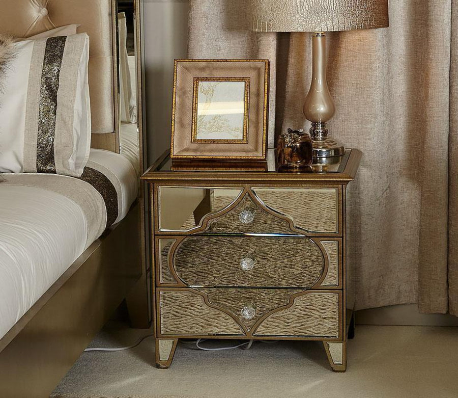 Marrakech 3 Drawer Mirror Bedside