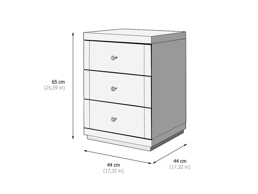 Milan 3 Drawer Bedside